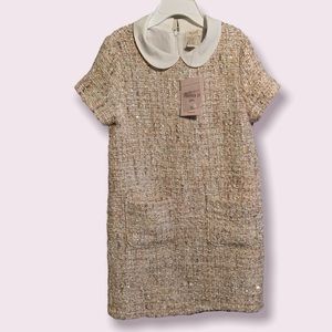 Forever 21  Girls Size 7/8 Tweed Dress- front pockets and white PeterPan collar.